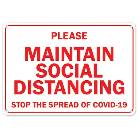 Signmission Public, Please Maintain Social Distancing, 7in X 5in, 7" W, 5" H, Please Maintain Social Distancing OS-NS-D-57-25519